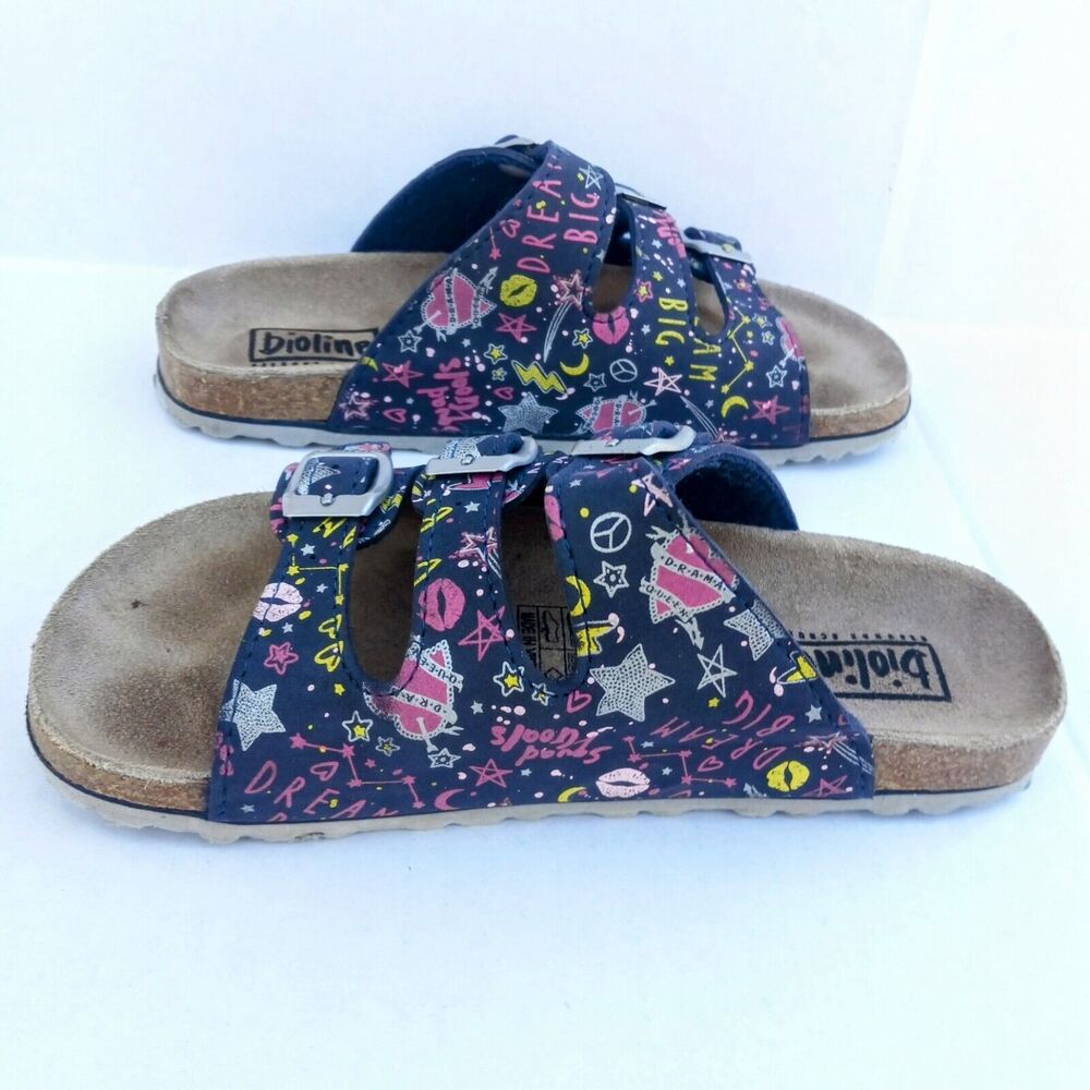Bioline Sandals Triple Strap Slide On Sandals-Size 34/US 3-Leather-Adjustable - Picture 3 of 10